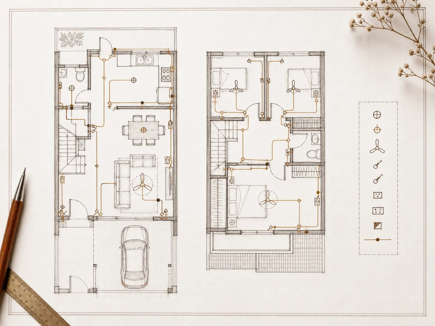 Electrical floor plan with conduit runs