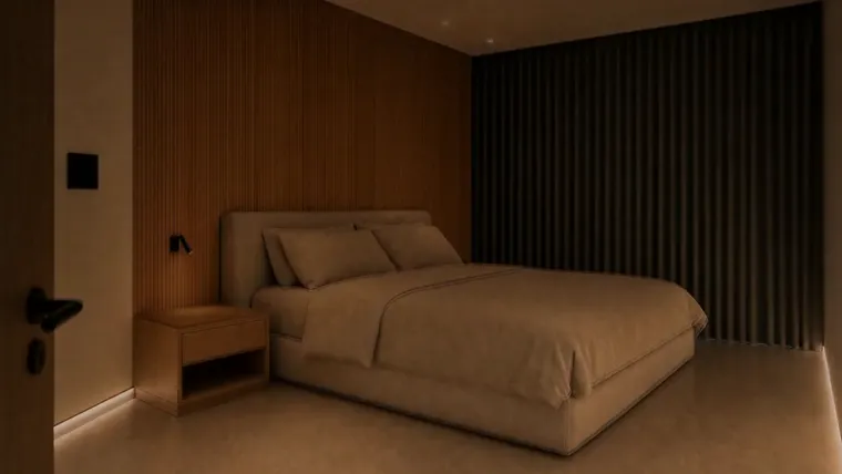 The bedroom in sleep mode